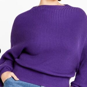 Deep Purple Ribbed Crew Neck Sweater